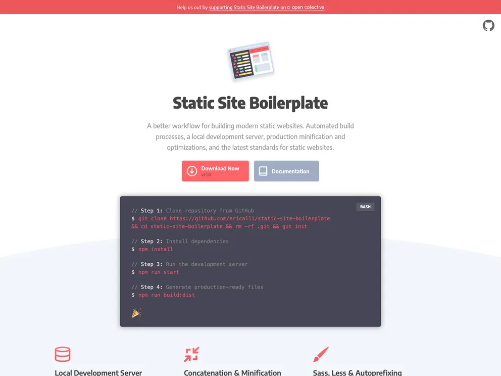 Static Site Boilerplate screenshot
