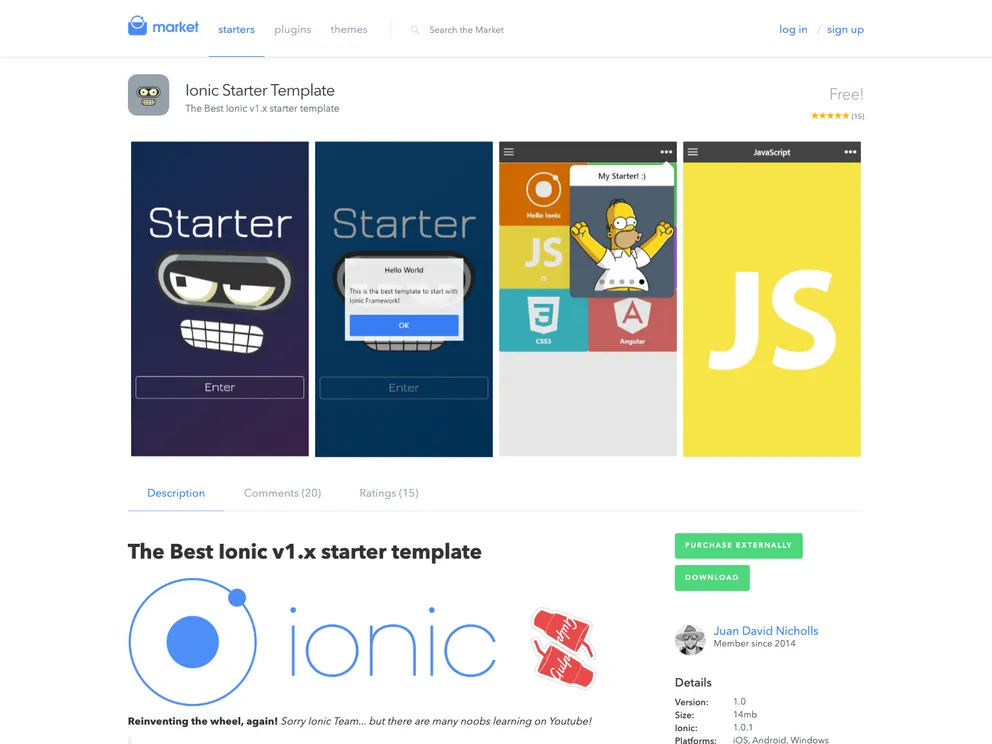 Ionic Starter Template screenshot