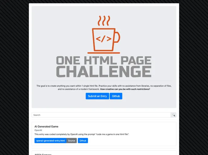 One Html Page Challenge screenshot