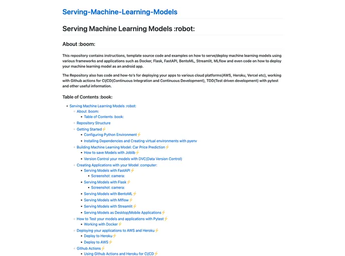 Serving Machine Learning Models screenshot