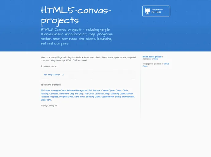 HTML5 Canvas Projects screenshot