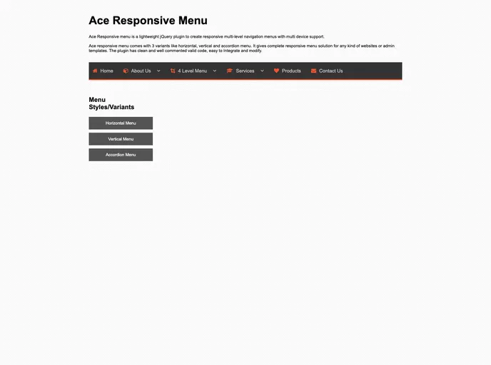 Ace Responsive Menu screenshot