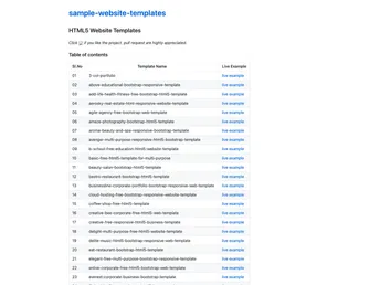 Sample Website Templates screenshot