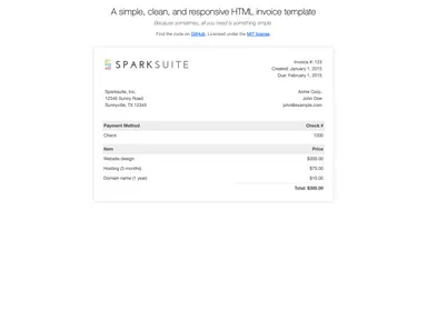 Simple Html Invoice Template screenshot