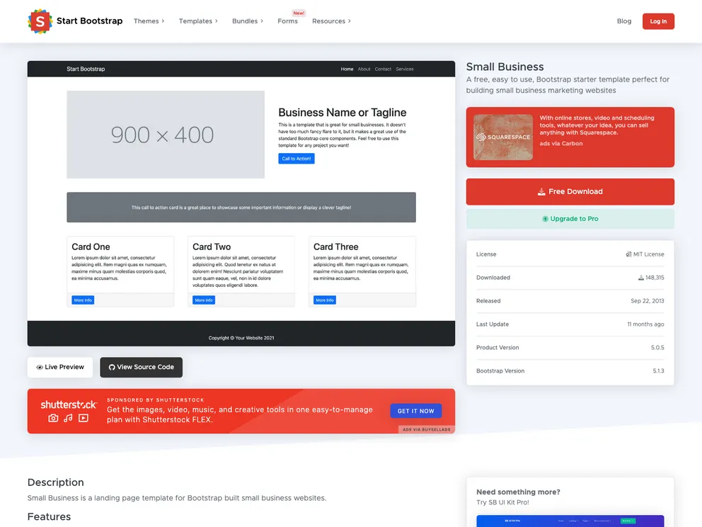 Startbootstrap Small Business screenshot