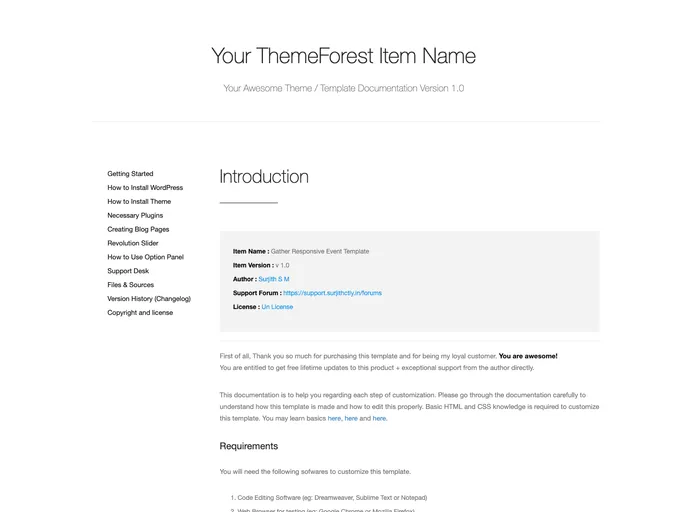 Documentation Html Template screenshot