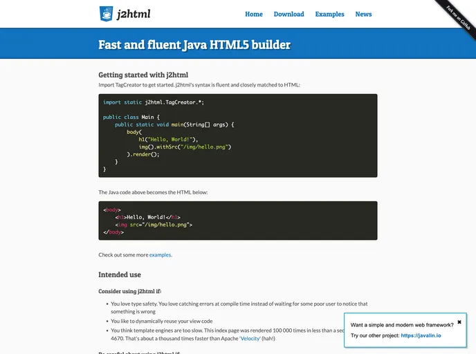 J2html screenshot