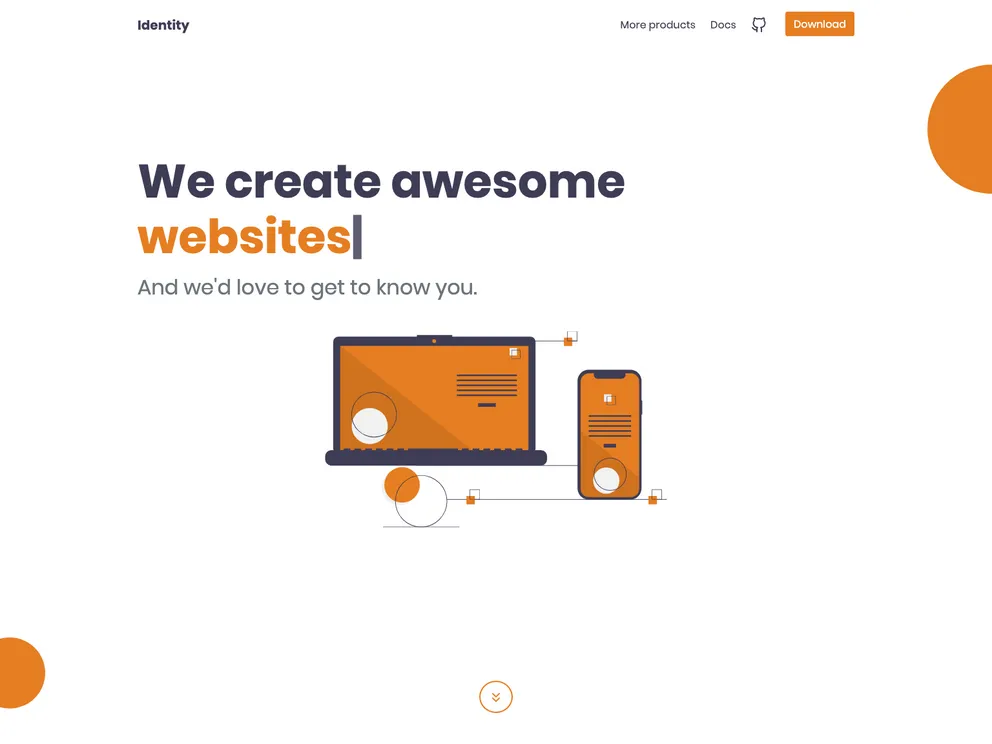 Identity Landing Page screenshot